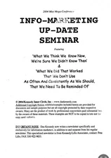 Dan Kennedy INFO-MARKETING "UPDATE" TRAINING SEMINAR Work Book + MP3 Audio CD