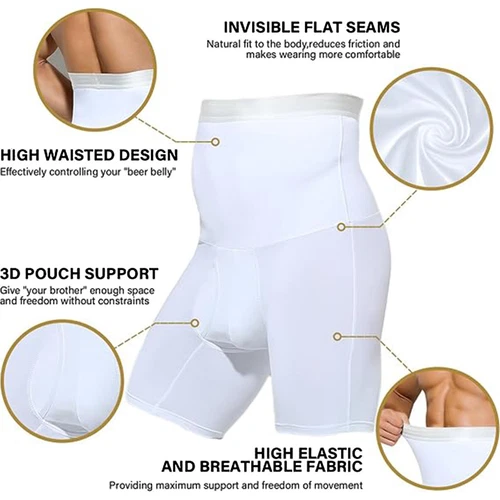 Herren Kompression Hohe Taille Boxershorts Bauch Slim Body Shaper Gürtel Hose US - Bild 3 von 29