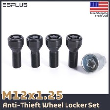 4 Pc Peugeot Wheel Lock M12x1.25 Black 28mm Fit 206/207/208/301/3008/Partner etc