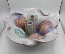 Ikabana Flower Vase Art Pottery Flower Designed Clay 8 in