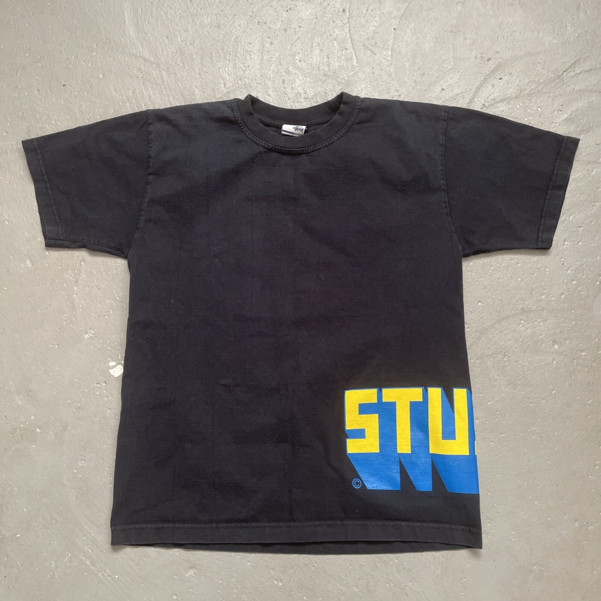 Vintage 1990s Stussy Block Graffiti Letters Skateboarding T-Shirt