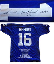 Frank Gifford Ny Giants signed CAREER STAT JERSEY HOF 77 autograph Mint CBM COA