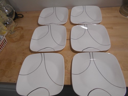 6 Corelle Black White SIMPLE LINES Pattern 9