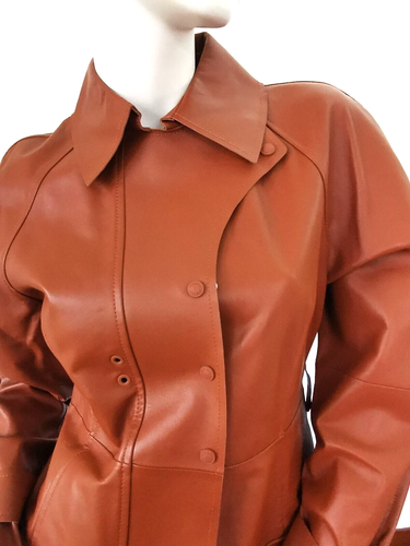 🌟MAX MARA Lamb LEATHER Trench Coat US 2_ IT 36_ DE 32_ GB 4_ FR 34 - Picture 8 of 24