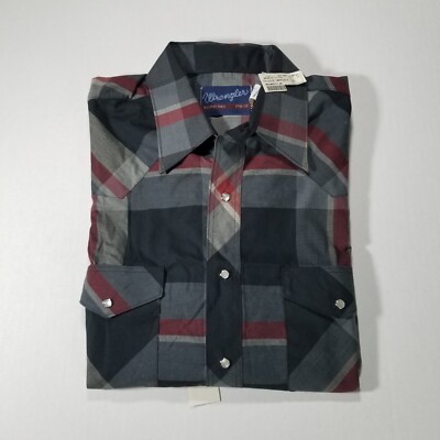 Wrangler X-Long Tails Shirt Plaid Multicolor Men's Size 17.5 35 Pearl Snap NWT