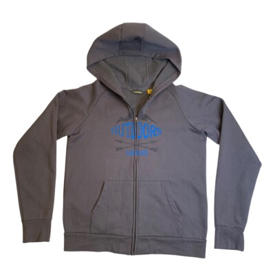 Cabela's Youth XL Full Zip Gray Hoodie Graphic Design Boys Girls