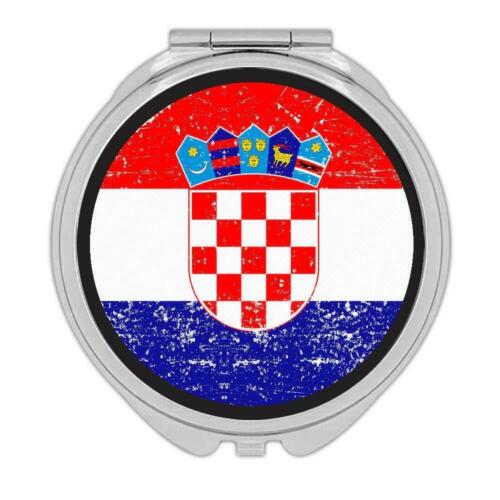 Gift Compact Mirror : Croatia Flag Retro Artistic Croatian Expat Country - Afbeelding 1 van 2