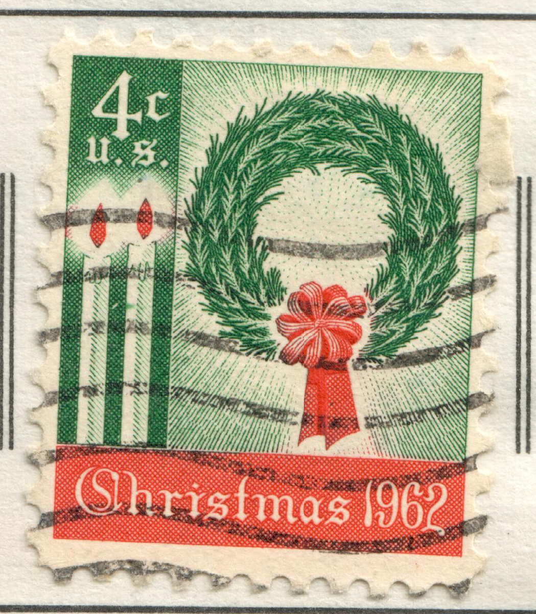 売約9189 外国切手 アメリカ 1962年クリスマスリース リボン ろうそく USA - 1962 Christmas stamp | eBay