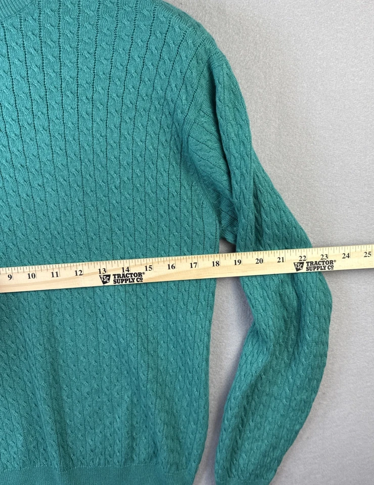 Suéter Forte Mujer L Verde Mezcla Cachemira y Seda Minimalista Oficina Cable Tejido Foto 4 de 4