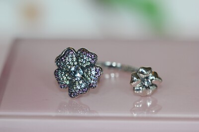 NIB PANDORA Glorious Blooms RING 197086nrpmx CHOOSE SZ RETIRED BAGTAG Pouch 
