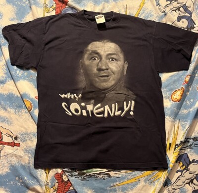 Vintage Three 3 Stooges T Shirt 90s Why Soitenly 1997 Curly Howard XL TULTEX