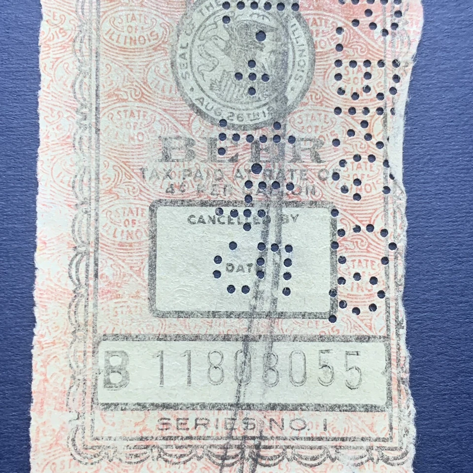 BEER BOTTLES CASE STAMP ILLINOIS PERFINS SERIES NUMBER 1 - Image 3 of 4