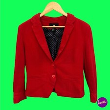 H&M Women's Cropped Blazer Jacket, Long Sleeves, Fully Lined, Red, UK 14 | EU 42