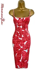 NEW Karen Millen Size UK 10 VINTAGE RED ROSE BODYCON COCKTAIL WIGGLE DRESS
