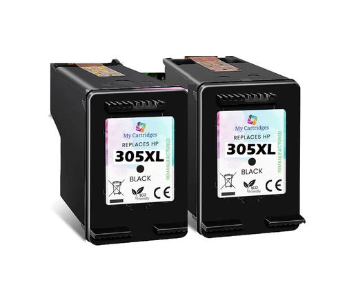 2x Refilled Inks For HP 305XL Black Ink Cartridges - FREE DELIVERY!