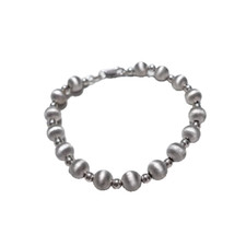 KA 1772 Sterling Silver 925 Matte Silver BeadedBracelet Dainty Delicate