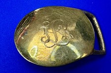 Custom Initial Letter F.L.K Gold Tone Small Vintage Brass Belt Buckle