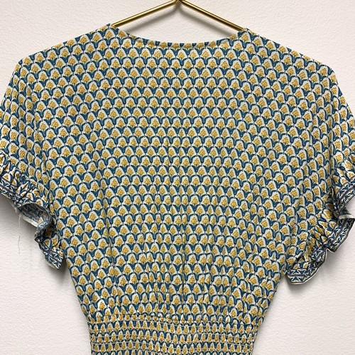 Max Studio Blouse Top Size Medium Flutter Sleeve Waist Tie Smocked Peplum NWT - Picture 7 of 13