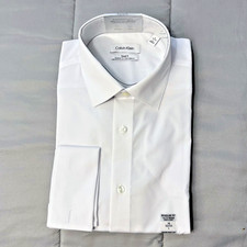 NWT Calvin Klein Steel Dress Shirt Regular Fit Herringbone Lg 16 32/33 business