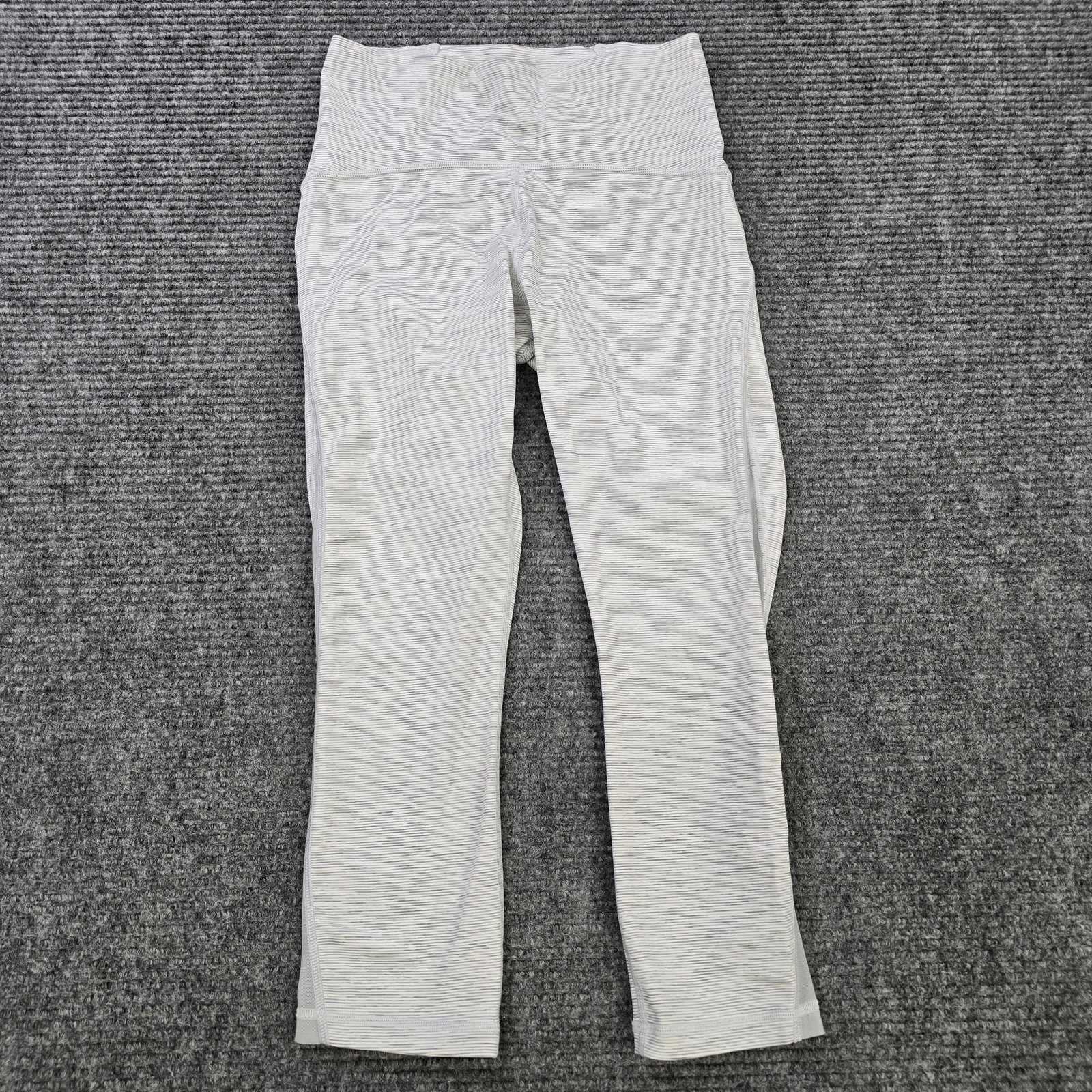 Lululemon Leggings Womens 6 Gray White Train Times Crop 21 Mesh