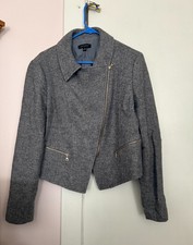 Ann Taylor Stylish Zippered Jacket Blazer Gray Size Large