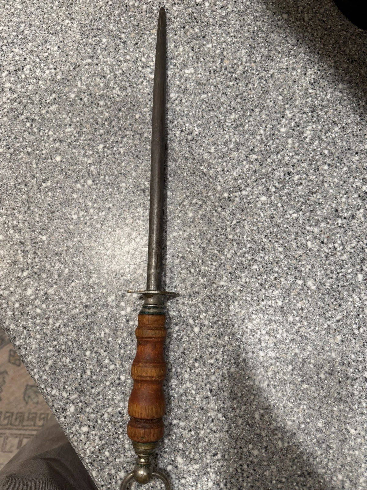 Vintage F. Dick Germany Honing Steel Knife Sharpening Rod 12” Wood Handle