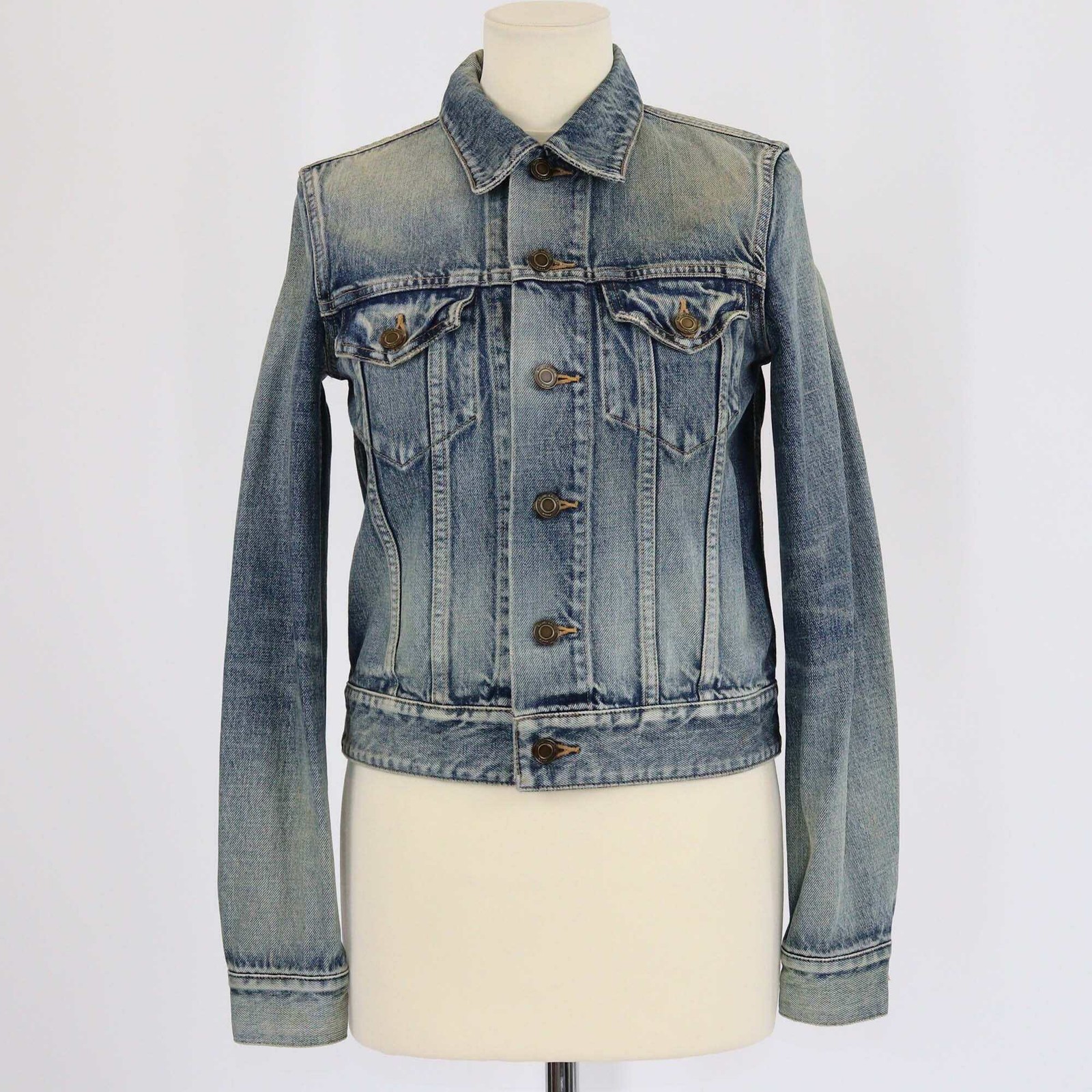 Giacca classica Saint Laurent Dirty Sandy blu denim