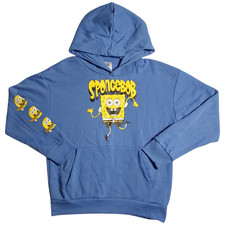 Nickelodeon Spongebob Youth Blue Long Sleeve Graphic Print Hoodie FREE S H NWT