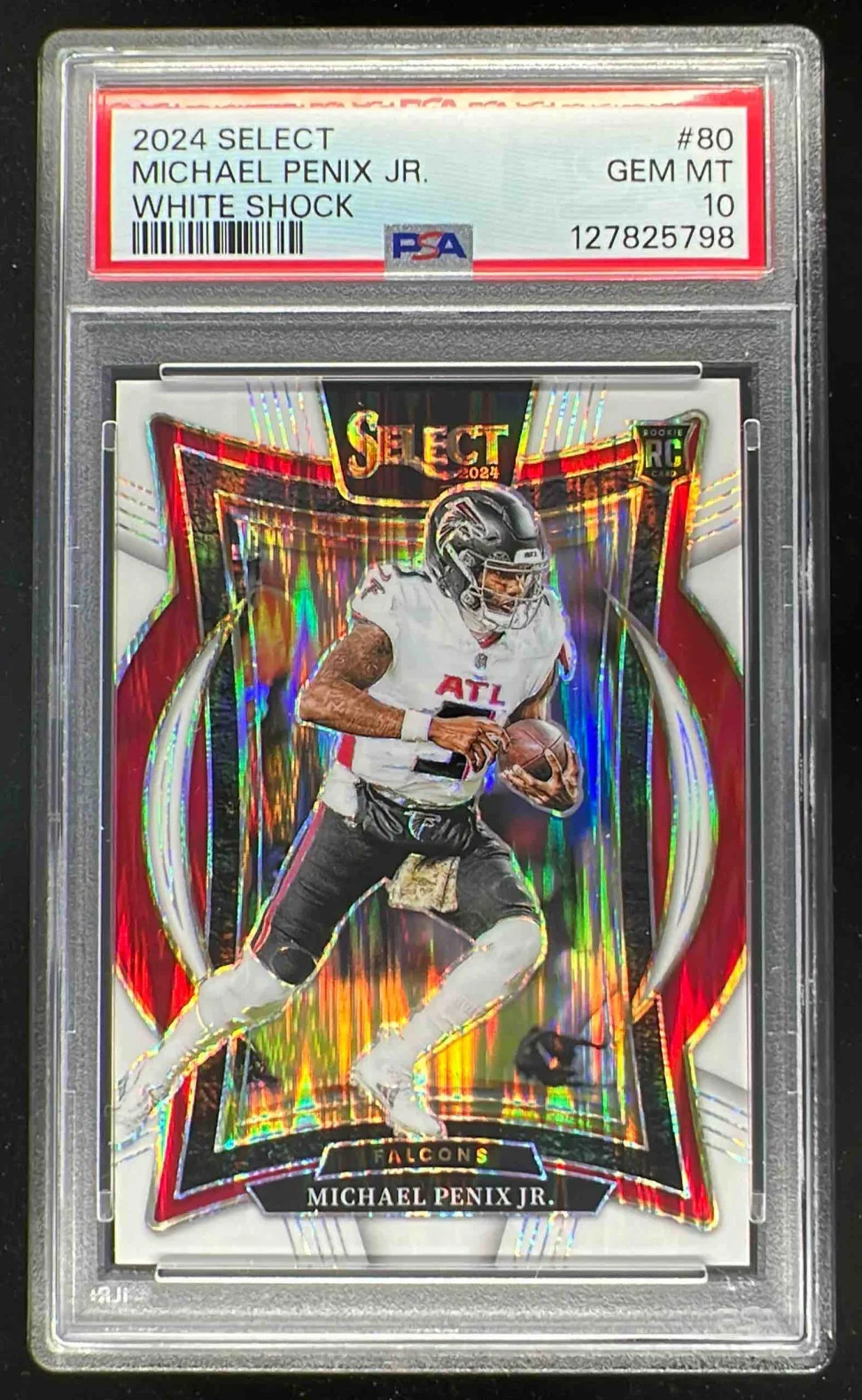 2024 Select Concourse White Prizm Shock #80 Michael Penix Jr. RC /199 PSA 10