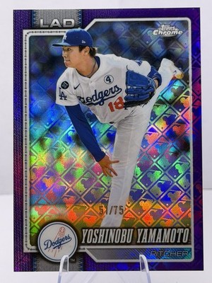 2026 Topps Chrome Yoshinobu Yamamoto #75 Los Angeles Dodgers # /75 LOGO FRACTOR