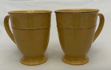 Pier 1 Martillo Mango Yellow Stoneware Footed Coffee Mug 10oz Set Of 2 NWT