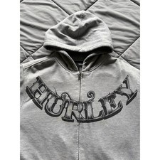 Vintage Y2K Hurley Tattoo Full Zip Fleece Lined Surf Hoodie Size L