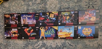 Lot of 10 Custom Reproduction Boxes For Super Nintendo SNES Games