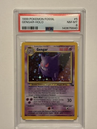 1999 Pokémon TCG Fossil Gengar Holo Rare Card 5/62 PSA 8 NM-MT