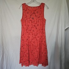 Liz Claiborne Coral Lace Lined Floral Dress - Women's Size 10