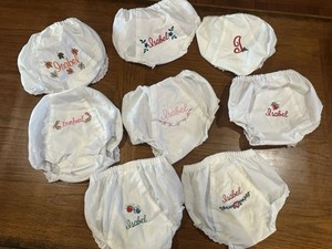 Lot Of 8 Personalized Diaper Covers “Isabel” In Various Designs - Size 3/4 EUC