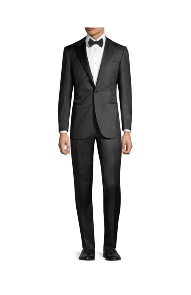 Canali 1934 Current Black Sparkled One Button Peak Lapel Tuxedo 50R NWT $1995 - Image 2 of 4