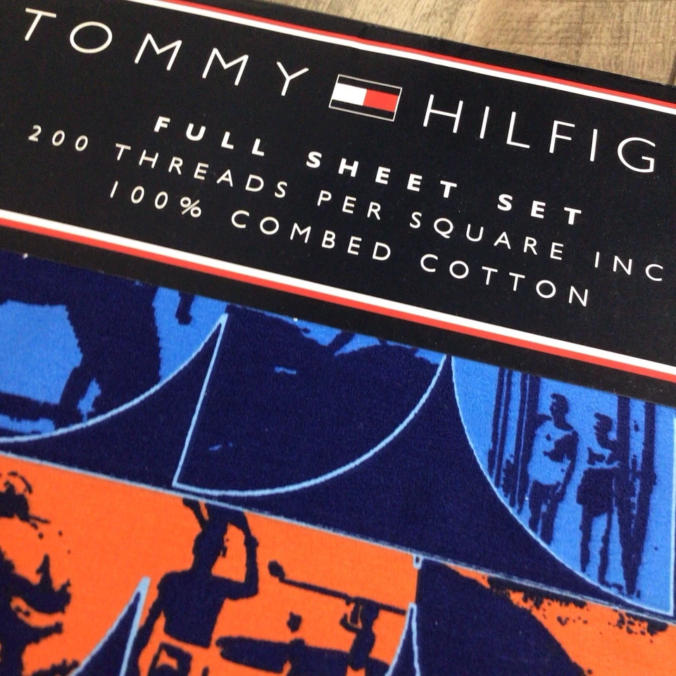Vintage 2002 Tommy Hilfiger Retro Surf 4pc Full Sheet Set 100% Combed Cotton - Image 2 of 4