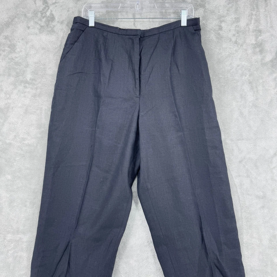 Pantalones Laura Ashley Mujer 14 Lino Pantalón Pierna Ancha Bolsillos Minimalista Carrera Foto 3 de 4