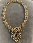 Vintage Rare Monet 1960s Rococo Collection Hinged Drop Matte Gold Tone Necklace