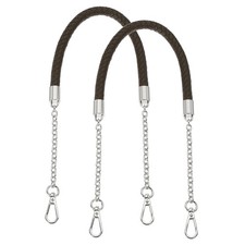 2Pcs 62cm/24.4" PU Leather Braided Purse Strap Dark Coffee, Silver Buckle 