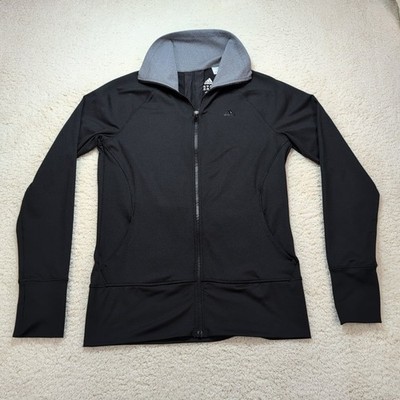 Adidas Climalite Full Zip Running Jacket Black Gray Men s M Athletic Training