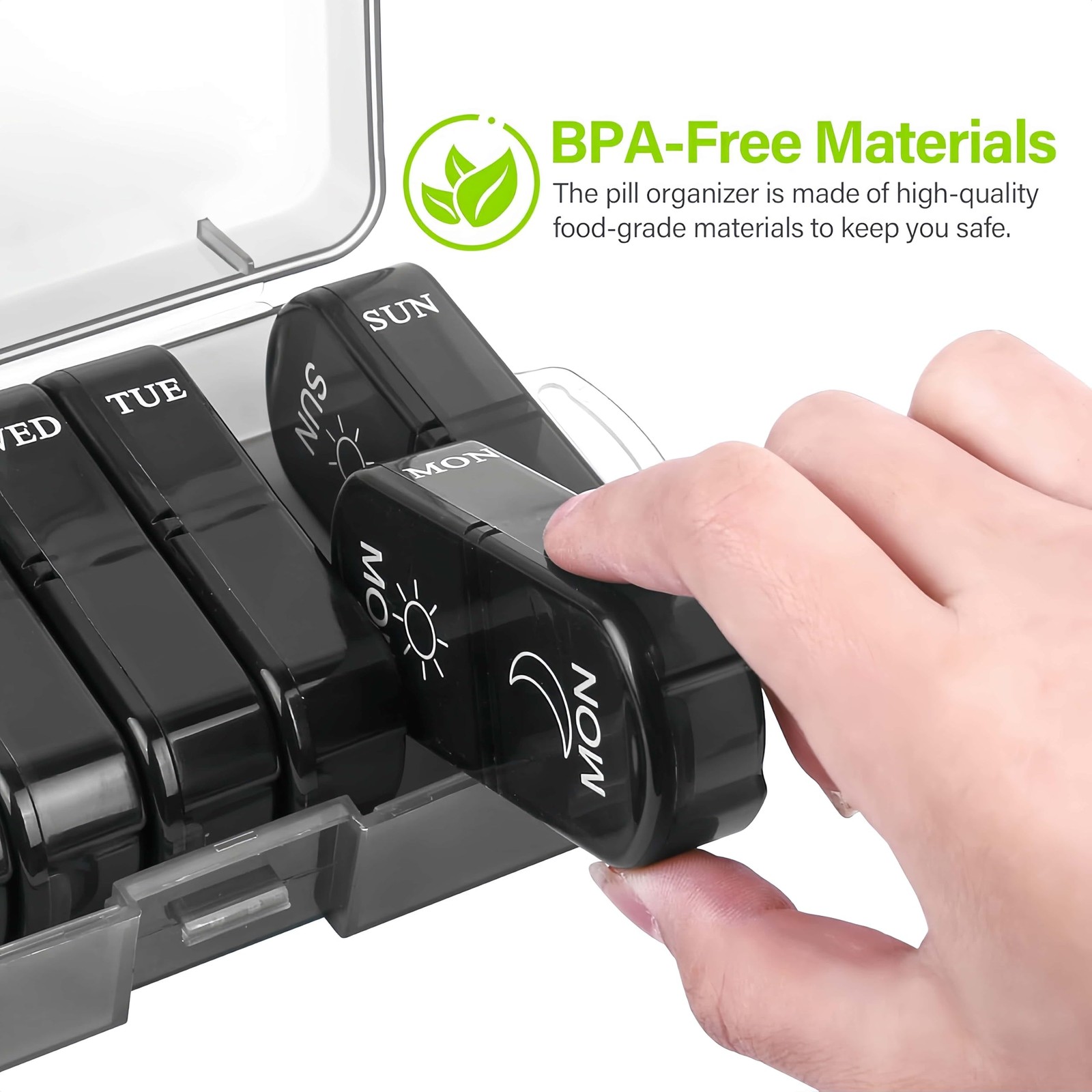 2 Pack Weekly Pill Boxes and Organizer 2 Times a Day, Portable Travel 2 Week ...