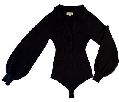 Body Suit Woman s Sm/Black/Long Sleeve/Collared/Bodycon/Classic/Layering/Basic