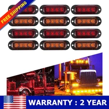 12/SET Amber/Red LED Side Marker Lights Clearance Light Truck Trailer Waterproof