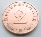 (257) GERMAN 3rd REICH 1940 E - 2  REICHSPFENNIG WWII COIN