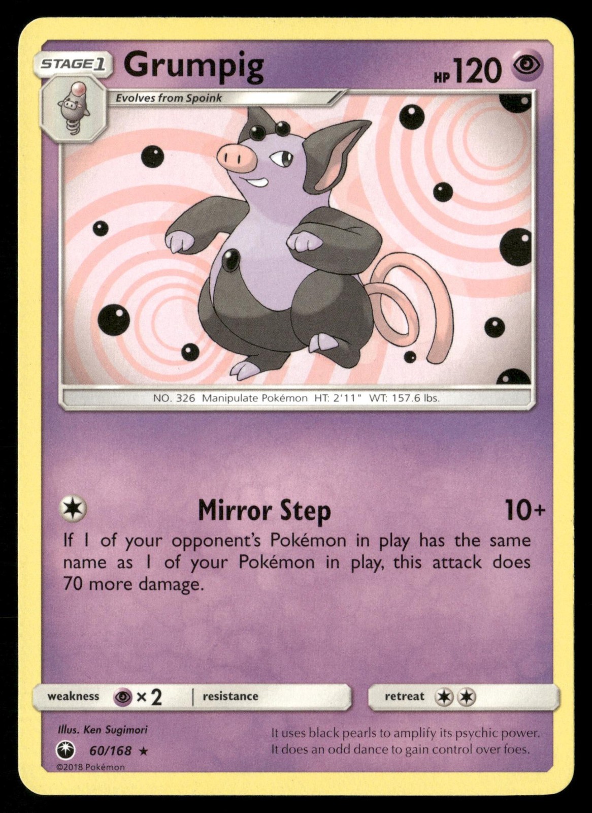Grumpig 60/168 Rare Celestial Storm Pokemon Near Mint