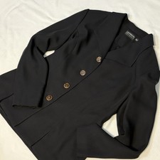 Vtg Liz Claiborne Black Blazer Sz 8 Office Corpcore Lux Leopard Buttons Suit EUC