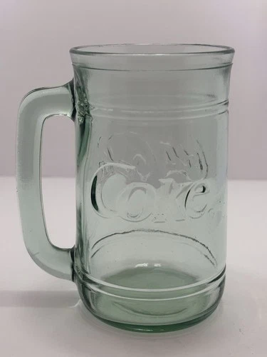 Vintage 20oz Coca Cola Green Glass Jar Mug