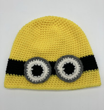 Handmade Crocheted Minion Hat L Child Despicable Me Artisan Beanie Yellow Black